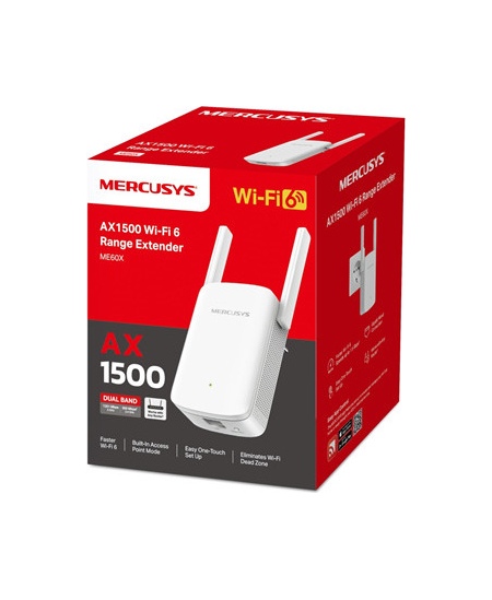 Mercusys AX1500 Wi-Fi 6 Range Extender | ME60X | 802.11ax | 1201 Mbit/s | Ethernet LAN (RJ-45) ports 1 | MU-MiMO No | no PoE | A