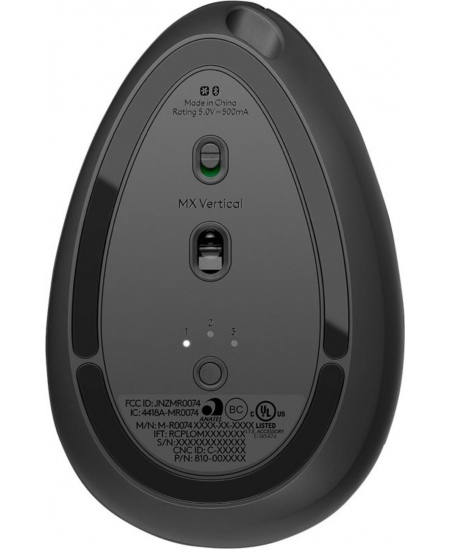 Logitech | Ergonomic Mouse | MX VERTICAL | Wireless | USB, Bluetooth | Graphite