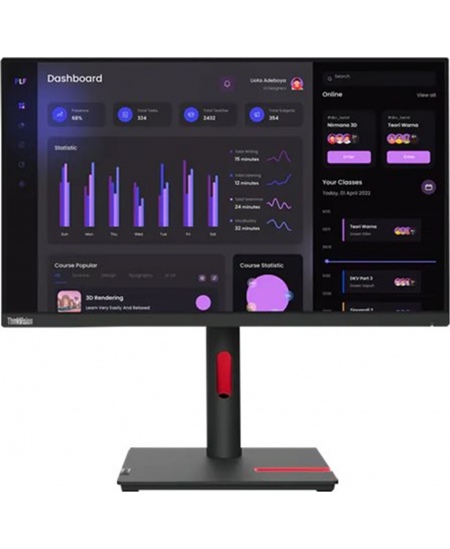 Lenovo ThinkVision T24i-30 23.8 ", IPS, FHD, 1920 x 1080, 16:9, 4 ms, 250 cd/m², Black, 60 Hz, HDMI ports quantity 1