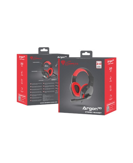 GENESIS ARGON 110 Gaming Headset, On-Ear, Wired, Microphone, Black/Red