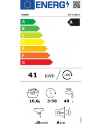 Candy Washing Machine | BR 410B8-S | Energy efficiency class A | Front loading | Washing capacity 10 kg | 1400 RPM | Depth 60 cm