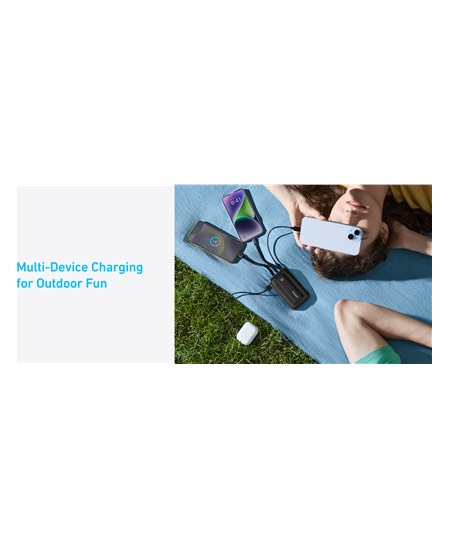 Anker | Power Bank | A1681G11 | 20000 mAh | USB-C 30W, Lightning 27W | Built-In USB-C and Lightning Cables | Black
