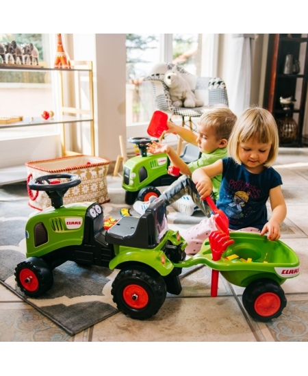 FALK Traktorek Baby Claas Zielony z Przyczepką + akc. od 1 roku