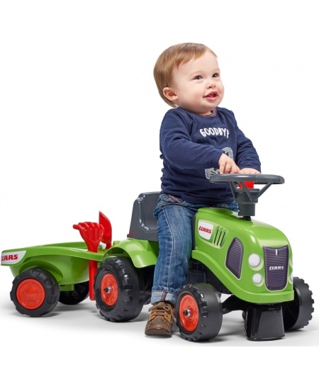FALK Traktorek Baby Claas Zielony z Przyczepką + akc. od 1 roku