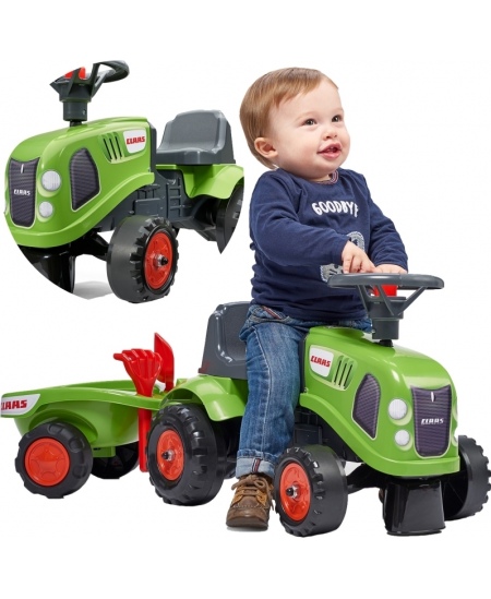 FALK Traktorek Baby Claas Zielony z Przyczepką + akc. od 1 roku