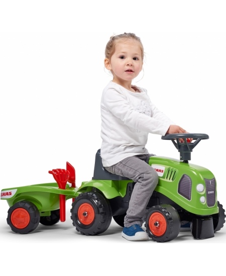 FALK Traktorek Baby Claas Zielony z Przyczepką + akc. od 1 roku