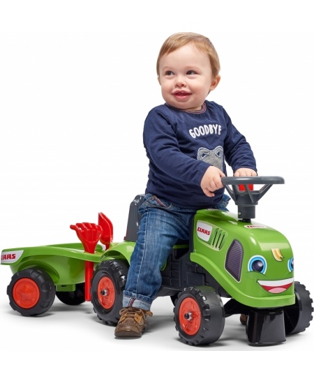 FALK Traktorek Baby Claas Zielony z Przyczepką + akc. od 1 roku