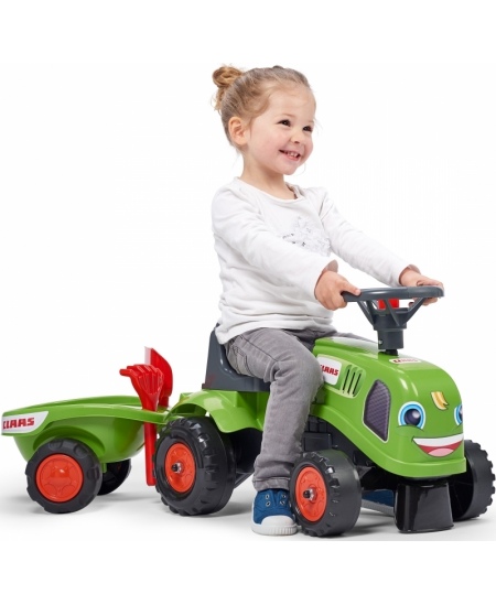 FALK Traktorek Baby Claas Zielony z Przyczepką + akc. od 1 roku