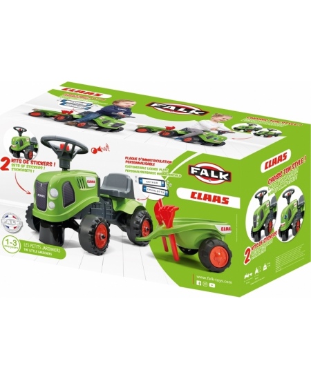 FALK Traktorek Baby Claas Zielony z Przyczepką + akc. od 1 roku
