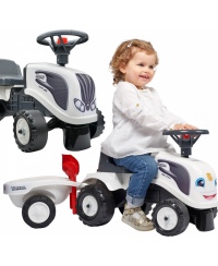 FALK Traktorek Baby Valtra Biały z Przyczepką + akc. od 1 roku