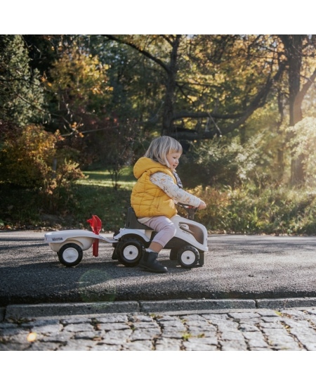 FALK Traktorek Baby Valtra Biały z Przyczepką + akc. od 1 roku