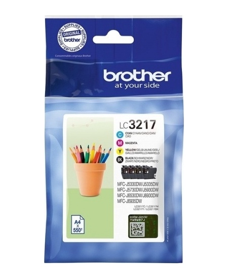 Brother LC3217 (LC3217VALDR) Rašalinių kasečių komplektas, Juoda, žydra, purpurinė, geltona