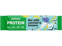 Baltyminis batonėlis ACTIVUS su kokosų drožlėmis ir bananais, glaistytas šok., 40g
