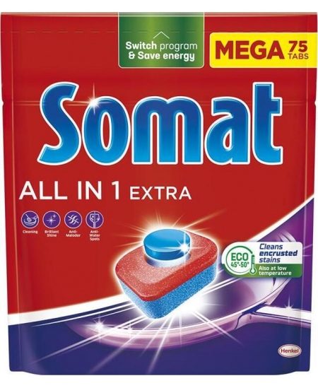 Indaplovių tabletės "SOMAT All in One Extra" 75vnt.