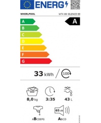 Whirlpool Washing machine | W7X 89 SILENCE EE | Energy efficiency class A | Front loading | Washing capacity 8 kg | 1400 RPM | D