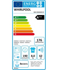 Whirlpool Dryer Machine with Heat Pump | W6 D84WB EE | Energy efficiency class A+++ | Front loading | 8 kg | LCD | Depth 65.6 cm