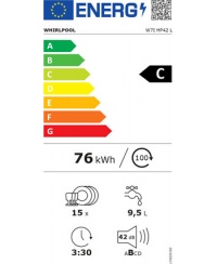 Whirlpool Dishwasher | W7I HP42 L | Built-in | Width 59.8 cm | Number of place settings 15 | Number of programs 10 | Energy effi