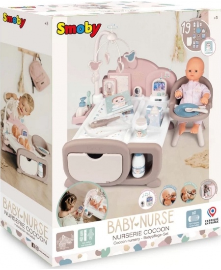 SMOBY Baby Nurse Elektroniczny Duży Kącik Opiekunki dla Lalki 19 akcesoriów