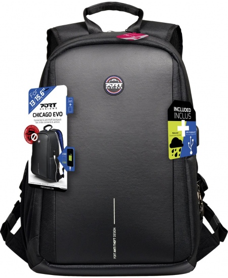 PORT DESIGNS ANTI-THEFT Chicago EVO Fits up to size 15.6 ", Black, 13-15.6 ", Shoulder strap, Backpack