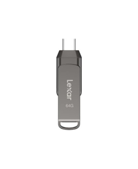 Lexar | 2-in-1 Flash Drive up to 130MB/s read | JumpDrive Dual Drive D400 | 64 GB | Type-C and Type-A USB 3.1 | Grey