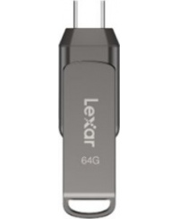Lexar | 2-in-1 Flash Drive up to 130MB/s read | JumpDrive Dual Drive D400 | 64 GB | Type-C and Type-A USB 3.1 | Grey