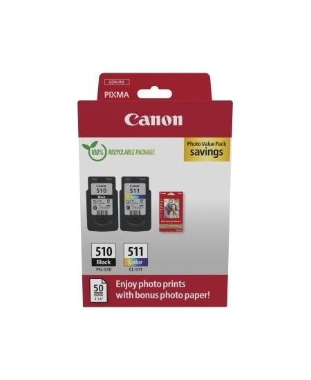 Canon PG-510/CL-511 (2970B017) Photo value pack Rašalinių kasečių komplektas, BK/CMY