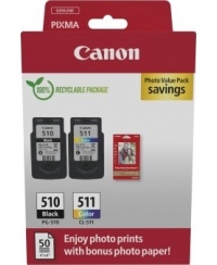 Canon PG-510/CL-511 (2970B017) Photo value pack Rašalinių kasečių komplektas, BK/CMY