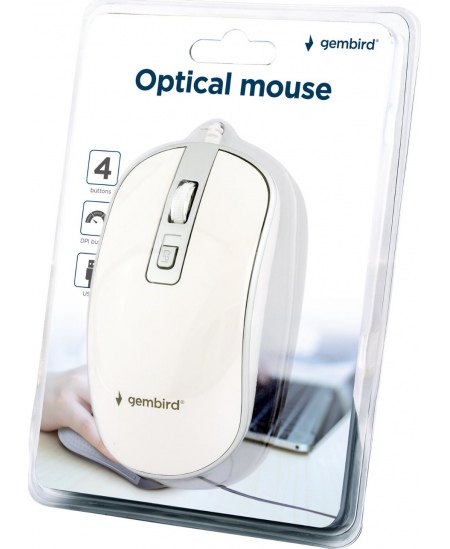 Gembird Optical USB mouse MUS-4B-06-WS White/Silver