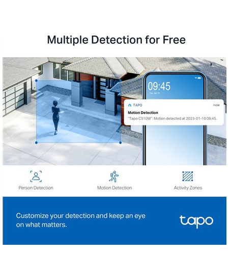 TP-LINK Pan/Tilt Security Wi-Fi Camera | Tapo C510W | Dome | 3 MP | 3.9mm | IP65 | H.264 | MicroSD, up to 512 GB
