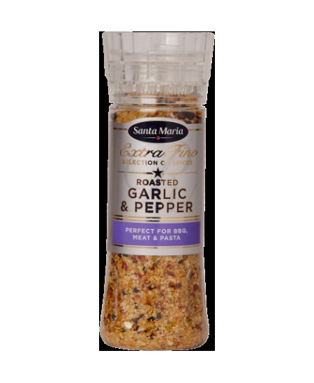 Skrudintų česnakų ir pipirų prieskonių mišinys, SANTA MARIA, malūnėlis, 265 g