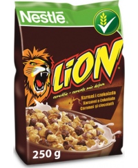 Javų dribsniai NESTLE Lion, su šokoladu ir karamele, 250 g