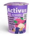 Traškūs dribsniai ACTIVUS su baltu šokoladu, avietėmis ir mėlynėmis, indelyje, 60g