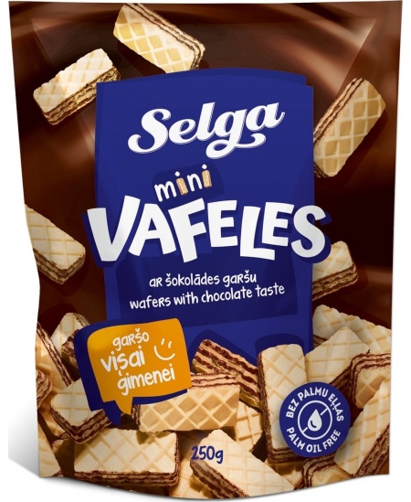 Mini vafliai SELGA šokolado skonio, 250 g