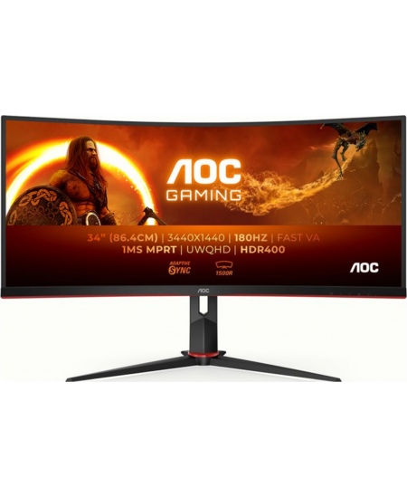 AOC | Gaming Monitor | CU34G2XP/BK | 34 " | VA | 21:9 | 180 Hz | 1 ms | 3440 x 1440 pixels | HDMI ports quantity 2 | Black