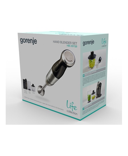 Gorenje Blender HBC807QB Hand Blender, 800 W, Number of speeds Variable, Chopper, Black