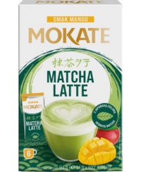 Žaliosios arbatos gėrimas MOKATE latte matcha ir mango skonio, 6 x 14g