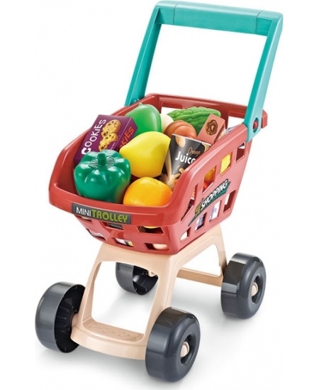 WOOPIE Sklep Supermarket z Wózkiem Sklepowym Waga Kasa Skaner + 48 Akc.