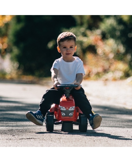 FALK Traktorek Baby Massey Ferguson Czerwony z Przyczepką + akc. Od 1 roku