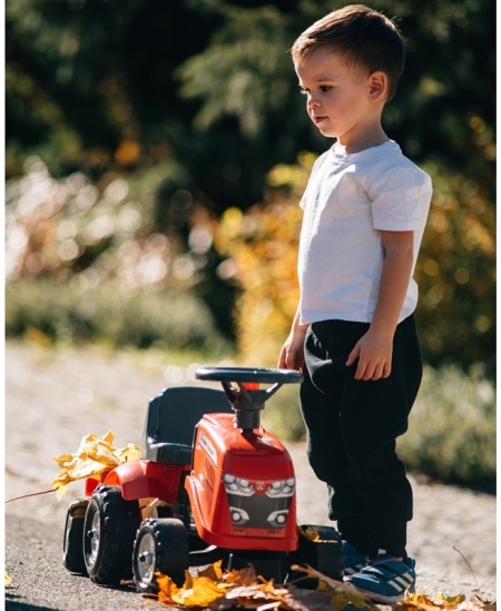 FALK Traktorek Baby Massey Ferguson Czerwony z Przyczepką + akc. Od 1 roku