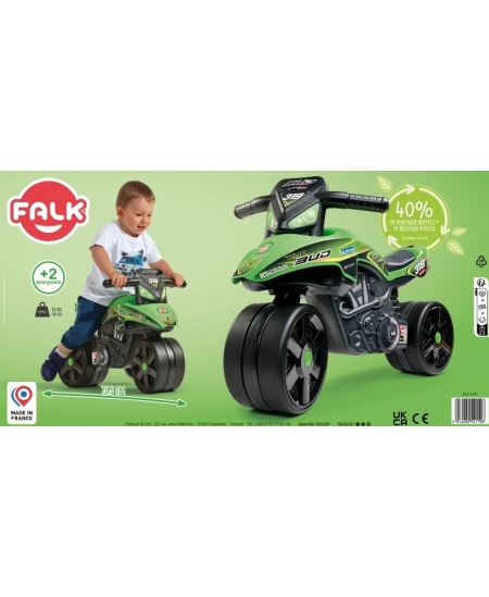 FALK Jeździk Racing Zielony Motorek Szerokie Koła od 1 roku