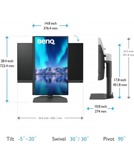 Benq | Monitor | SW272Q | 27 " | IPS | 16:9 | 60 Hz | 5 ms | 2560 x 1440 pixels | 300 cd/m² | HDMI ports quantity 2 | Blac