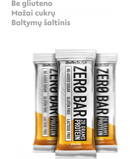 Baltyminis batonėlis BioTechUSA Zero Bar, obuolių pyrago skonio, 50 g