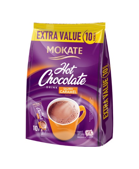 Šokoladinis gėrimas MOKATE salted caramel, maišelyje, 10 x 10g
