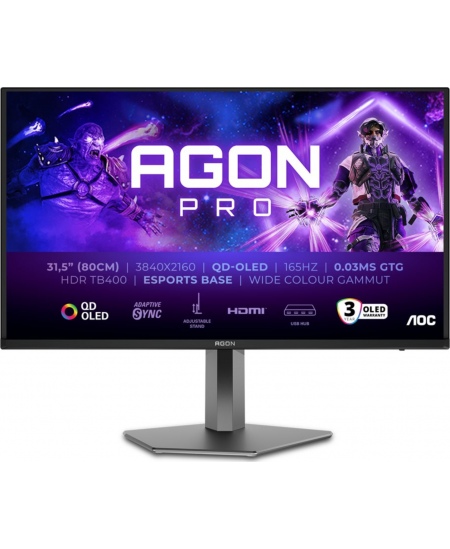 AOC AG326UD | 32 " | OLED | 165 Hz | 0.03 ms | 3840 x 2160 pixels | 250 cd/m² | HDMI ports quantity 2