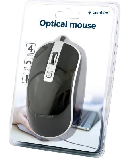 Gembird | Optical USB mouse | MUS-4B-06-BS | Optical mouse | Black/Silver