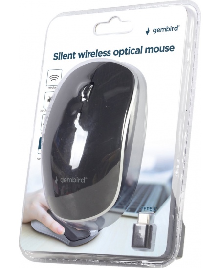 Gembird | Silent Optical Mouse | MUSW-4BSC-01 | Wireless | USB-C | Black