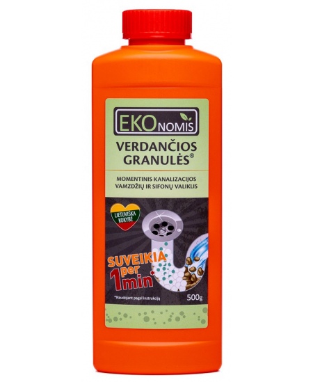 Sifonų ir kanalizacijos valiklis VERDANČIOS GRANULĖS, 500 g