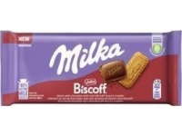 Pieninis šokoladas MILKA Biscoff iš Alpių pieno su karamelizuotų sausainių gabalėliais, 90 g