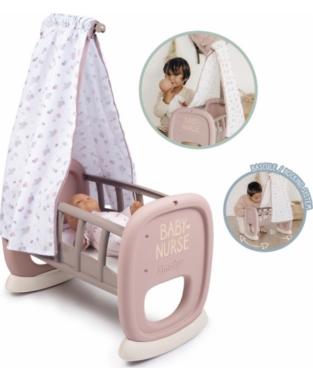 SMOBY Baby Nurse Kołyska z Baldachimem dla Lalki Łóżeczko