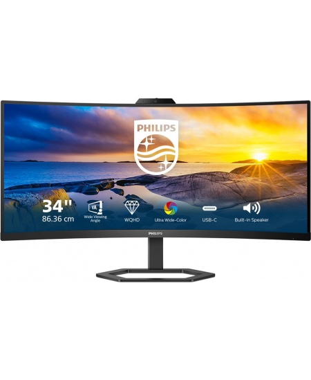 Philips | Monitor with Windows Hello Webcam | 34E1C5600HE/00 | 34 " | VA | 21:9 | 100 Hz | 4 ms | 3440 x 1440 pixels | 300 